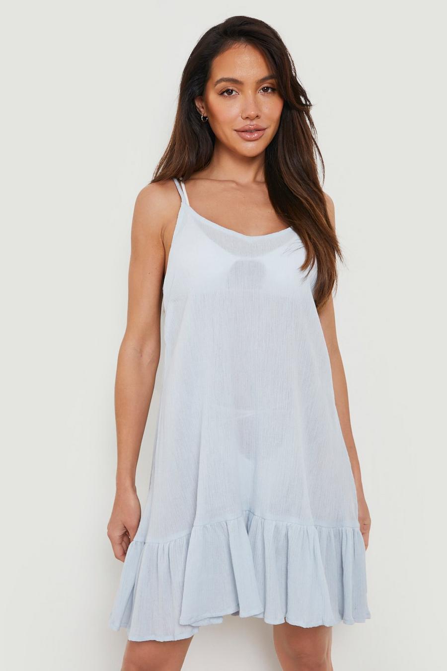 Light blue Cheesecloth Dropped Hem Strappy Dress image number 1