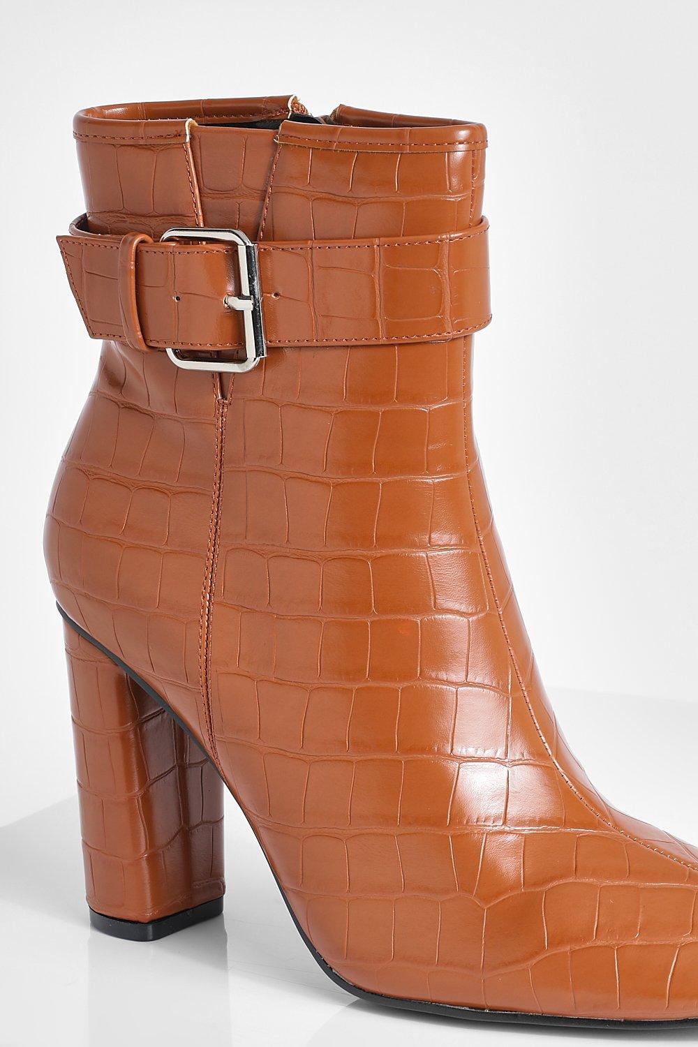 Tan block heel ankle boots hot sale