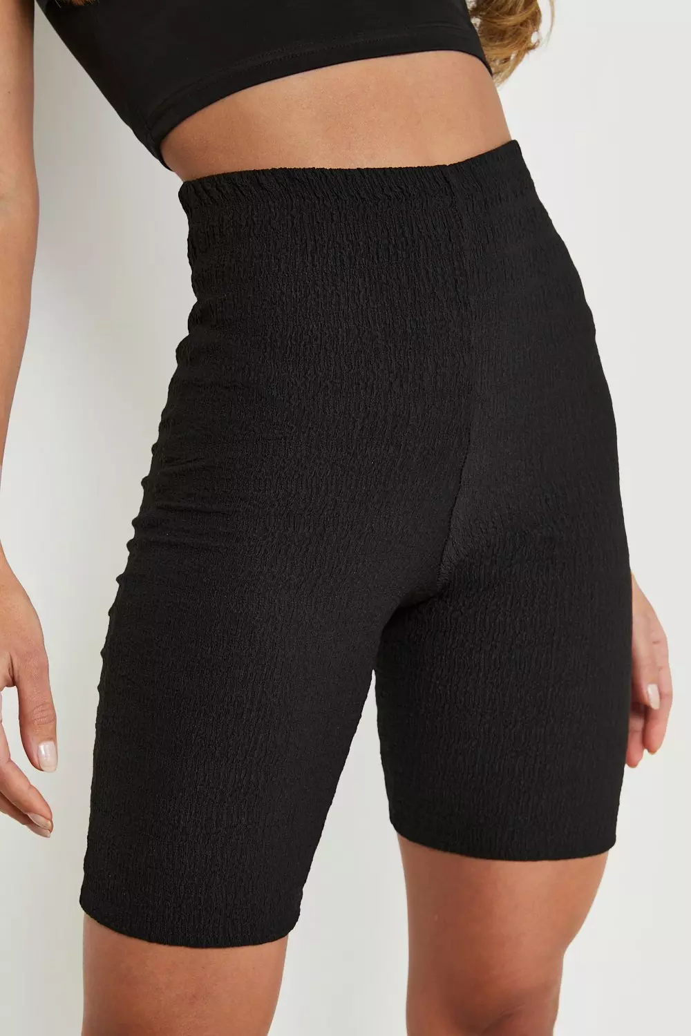 Black ribbed cheap cycling shorts