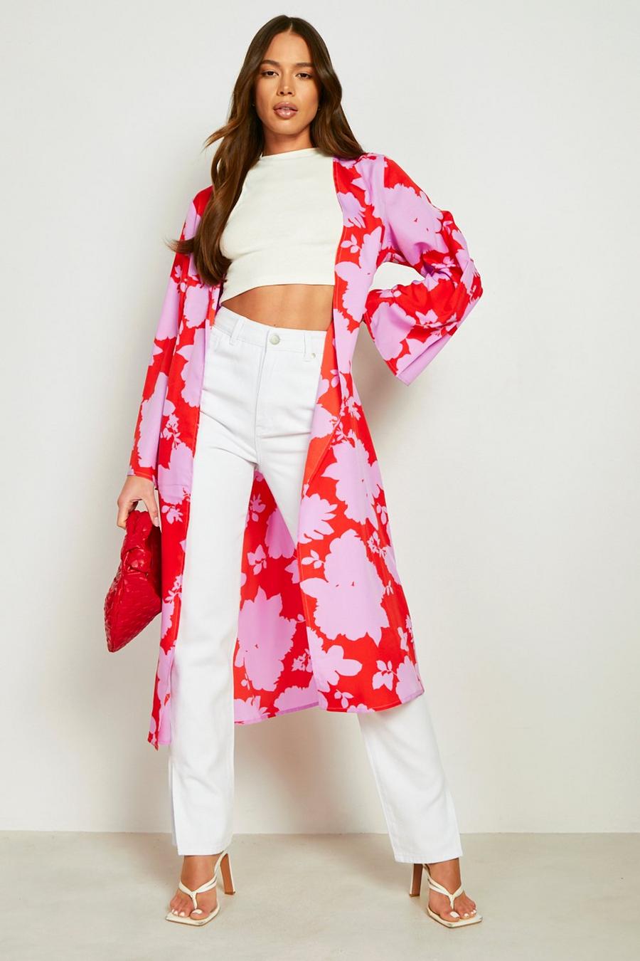 Pink Floral Maxi Kimono