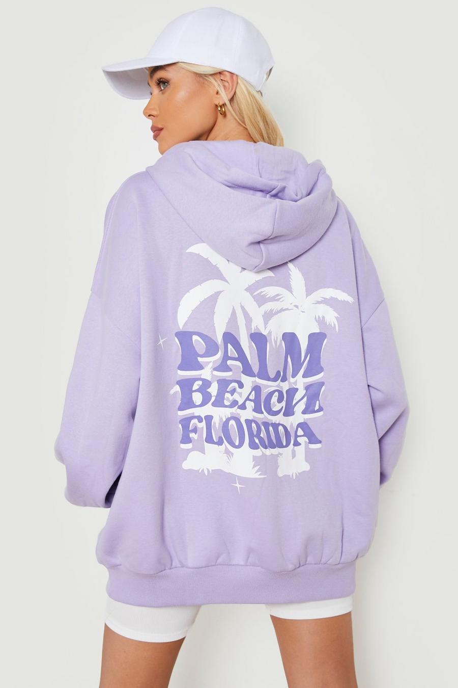Lilac purple Palm Beach Florida Oversized Hoodie  image number 1
