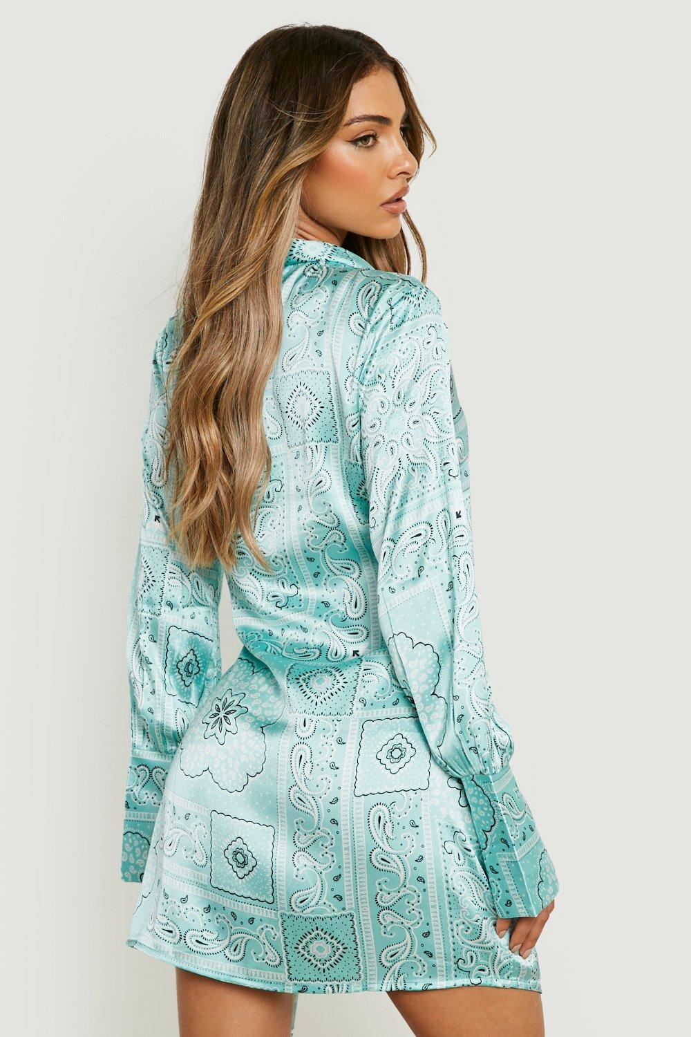 Paisley-print satin dress