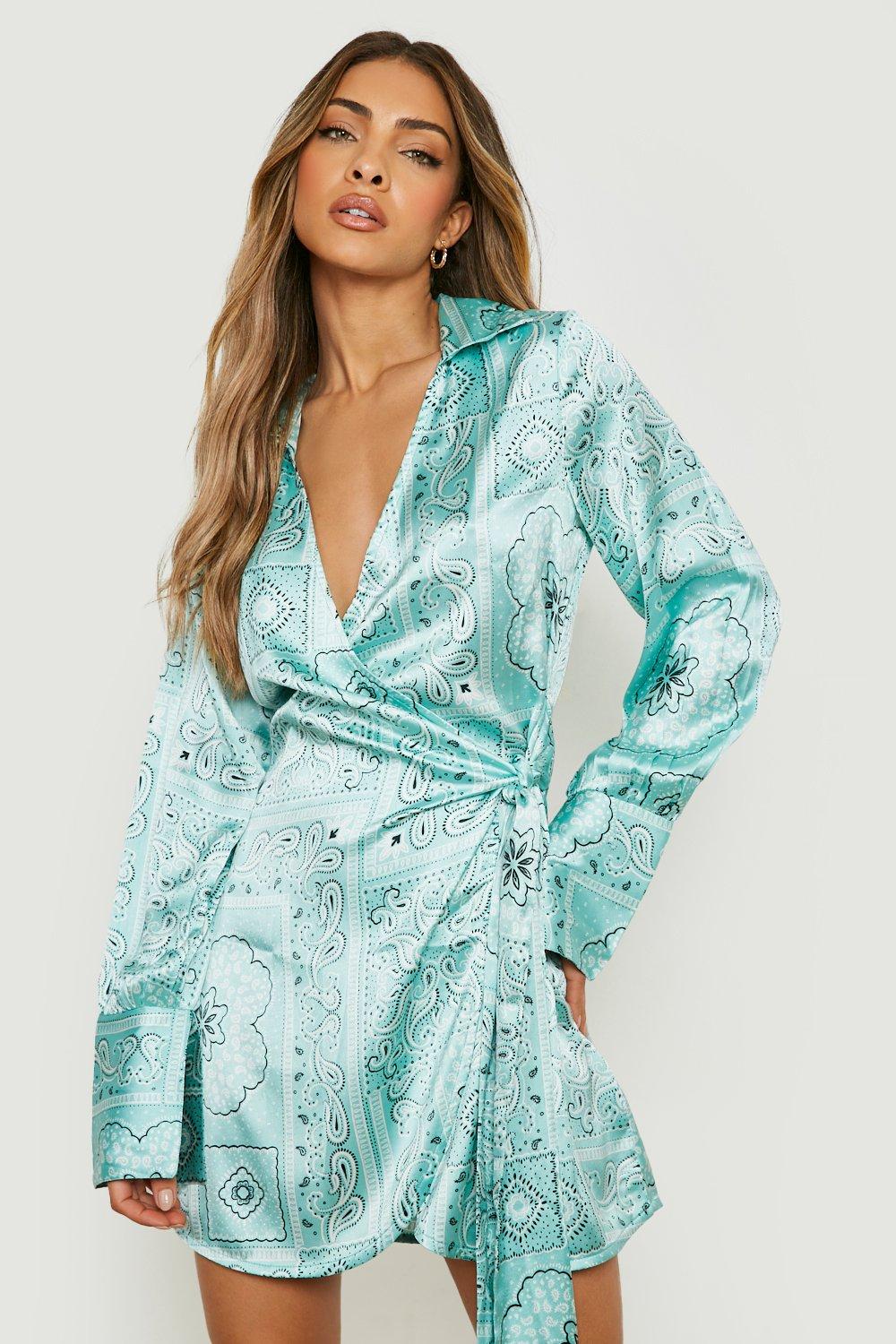 Geweven Paisley Print Wikkel Blouse Jurk boohoo