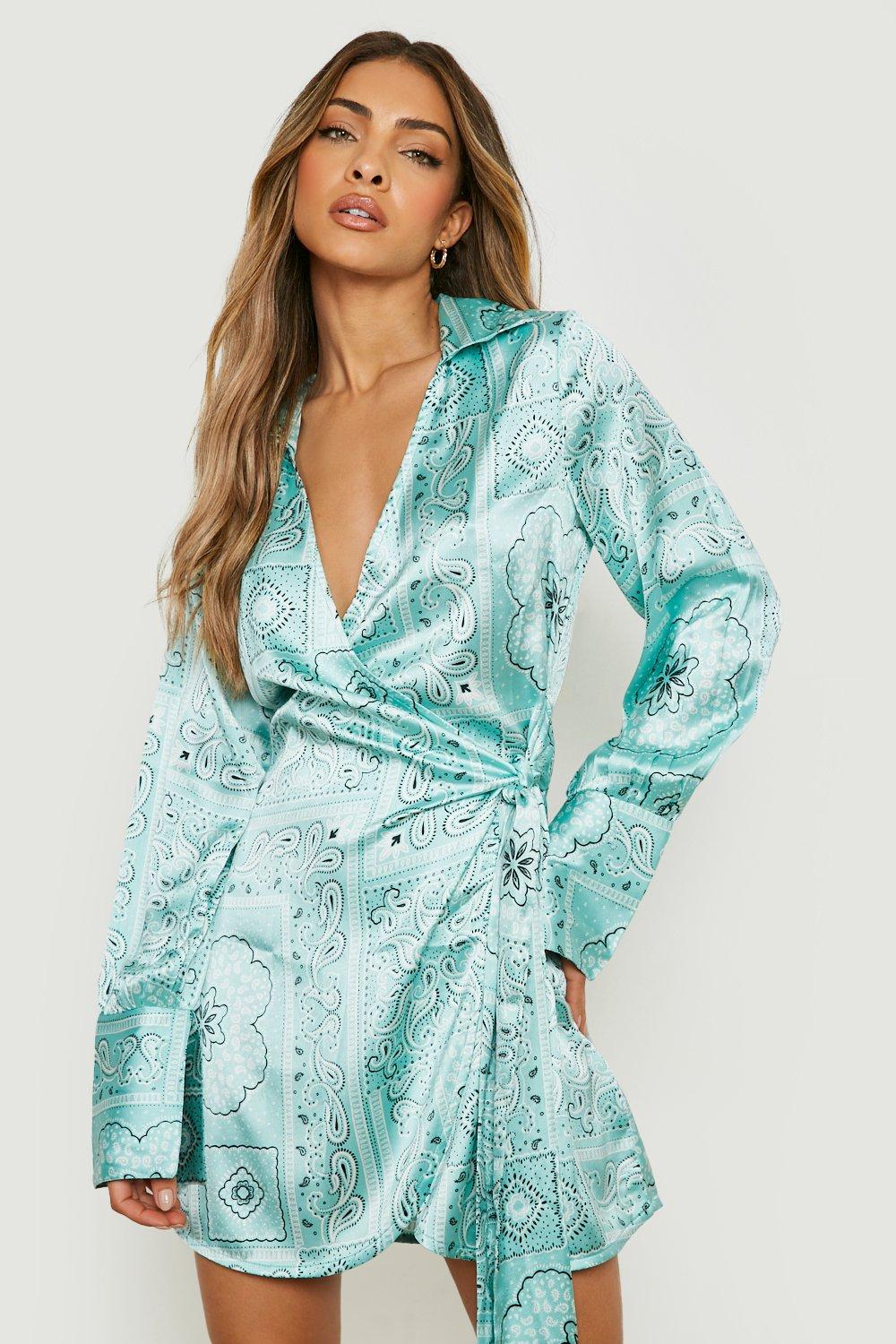 Paisley shirt sales dress boohoo