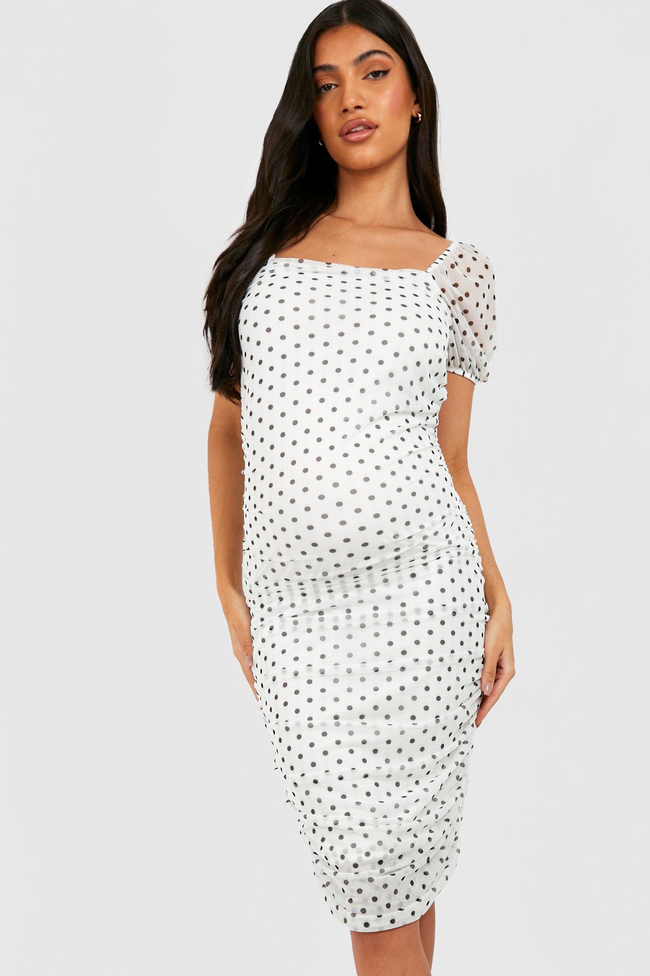 Boohoo polka clearance dot maternity dress