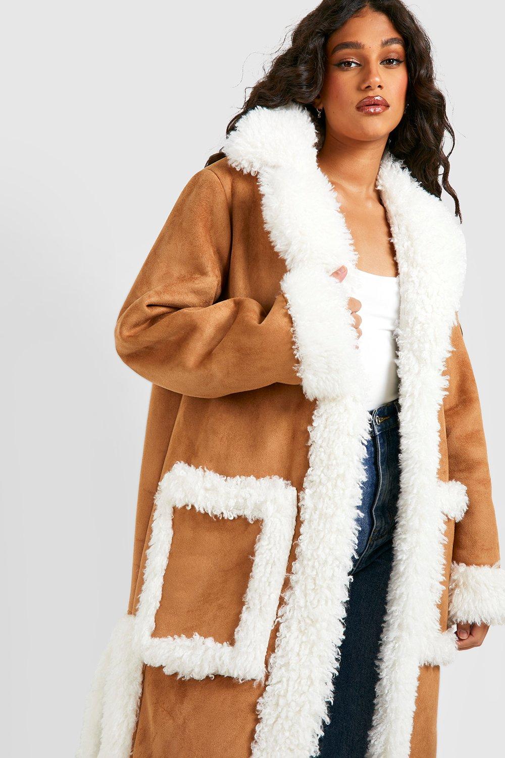 Boohoo fur hood on sale coat