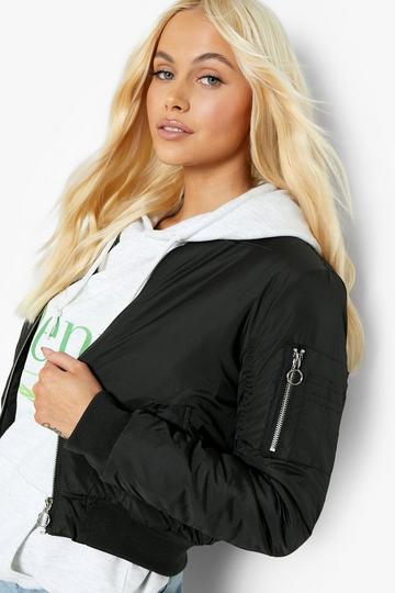 Zip Detail Bomber Jacket black