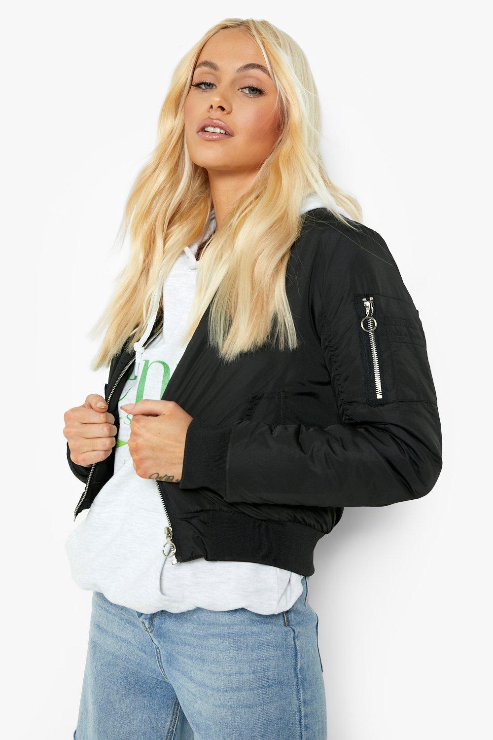 Woven Zip Detail Bomber Jacket