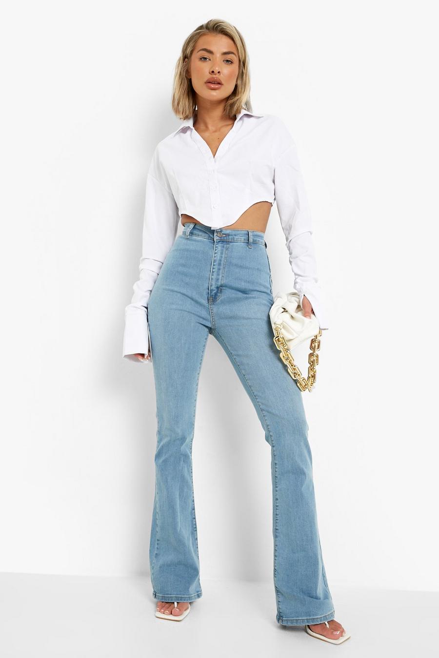 Jeans a zampa Skinny Fit a vita alta modellanti sul retro, Light wash image number 1
