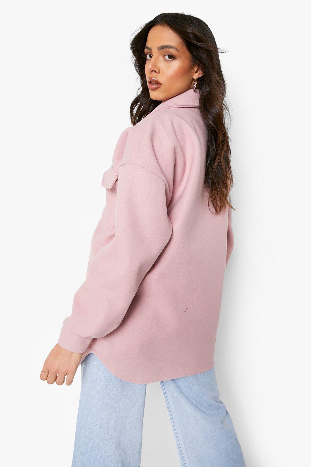 Camisa chaqueta efecto lana color pastel | boohoo