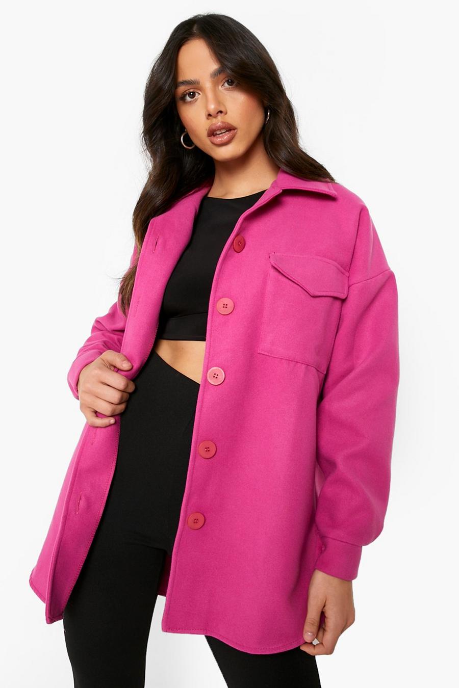 Fuchsia pink Bright Wool Look Shacket image number 1