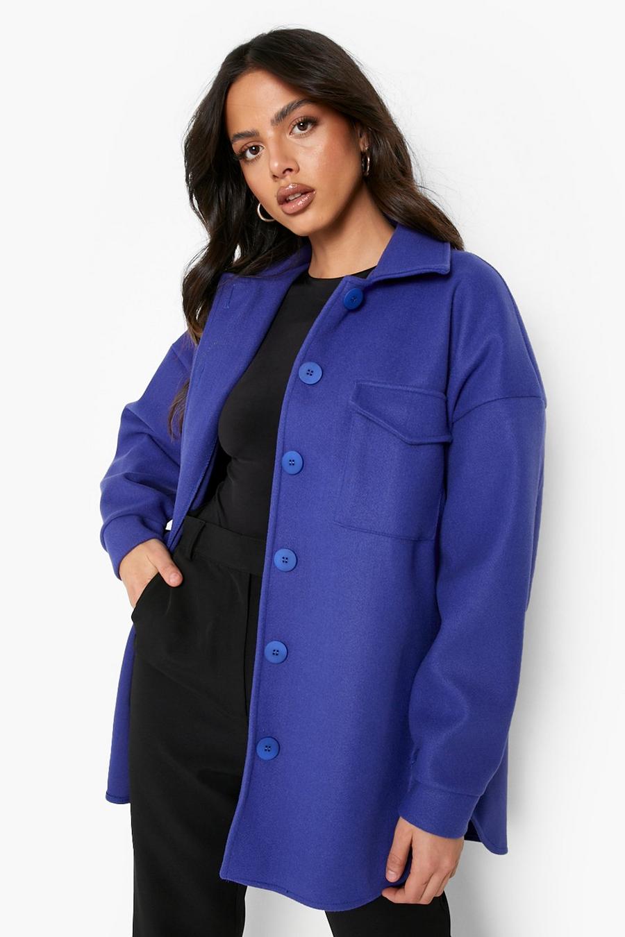 Camisa chaqueta efecto lana color claro, Violet morado