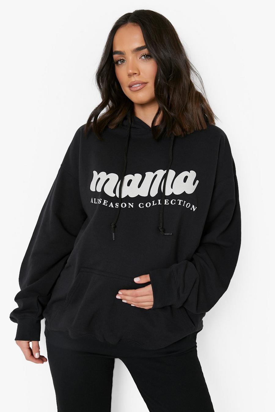 Maternité - Sweat à capuche oversize à inscription Mama, Black image number 1