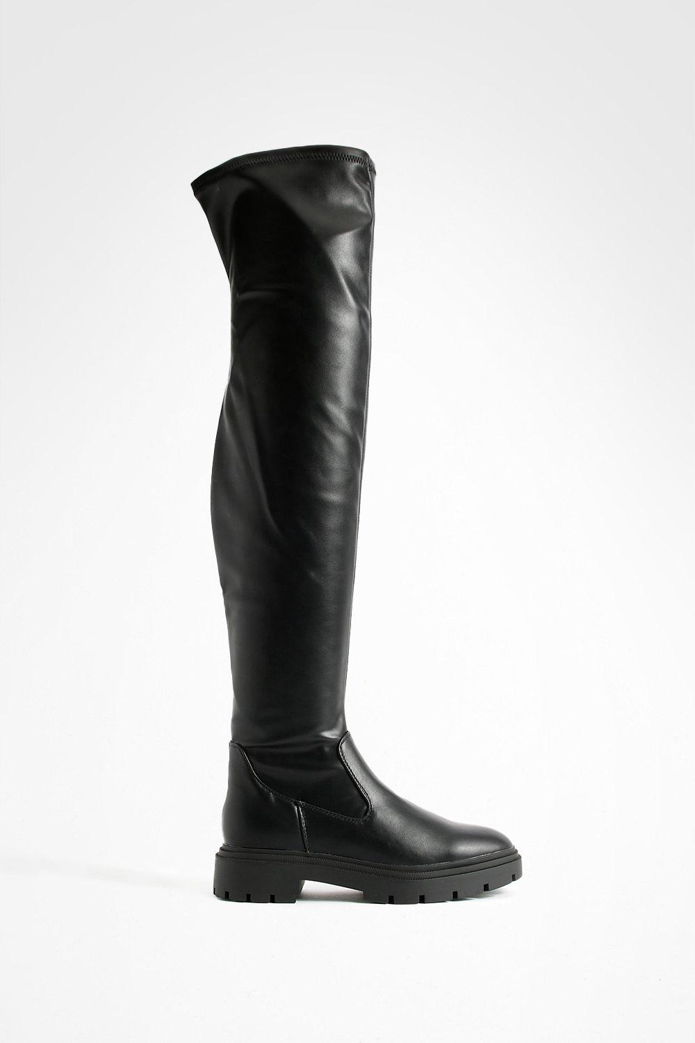 Chunky Flat Over The Knee Boots | boohoo