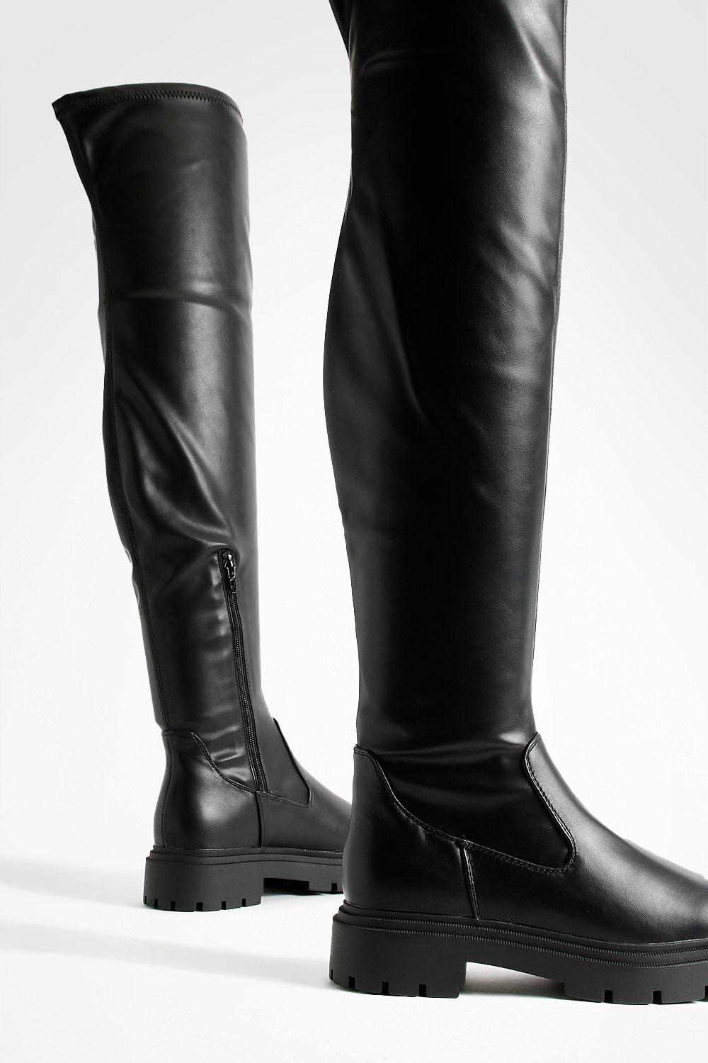 Chunky Flat Over The Knee Boots