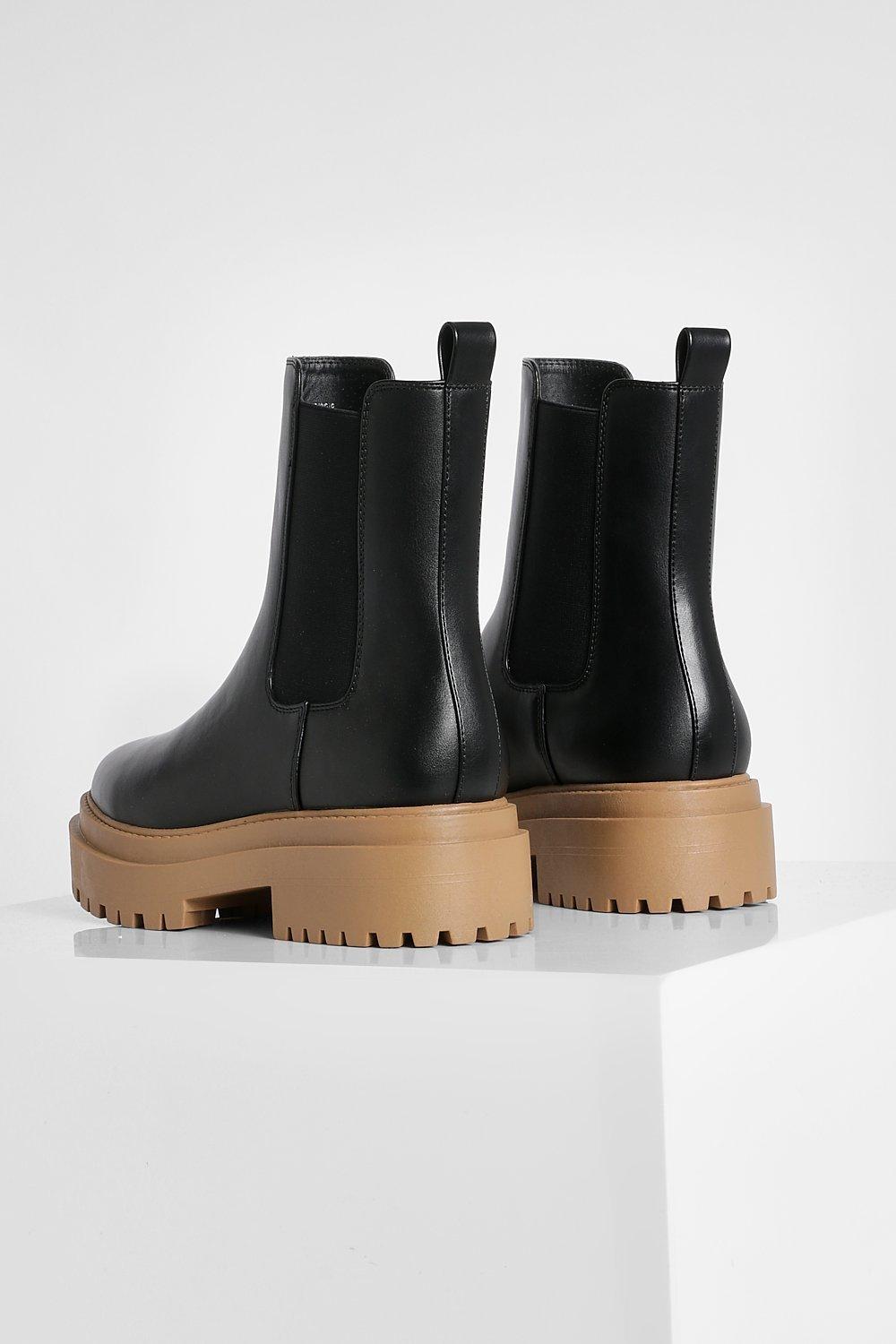 Contrast Sole Chunky Chelsea Boots