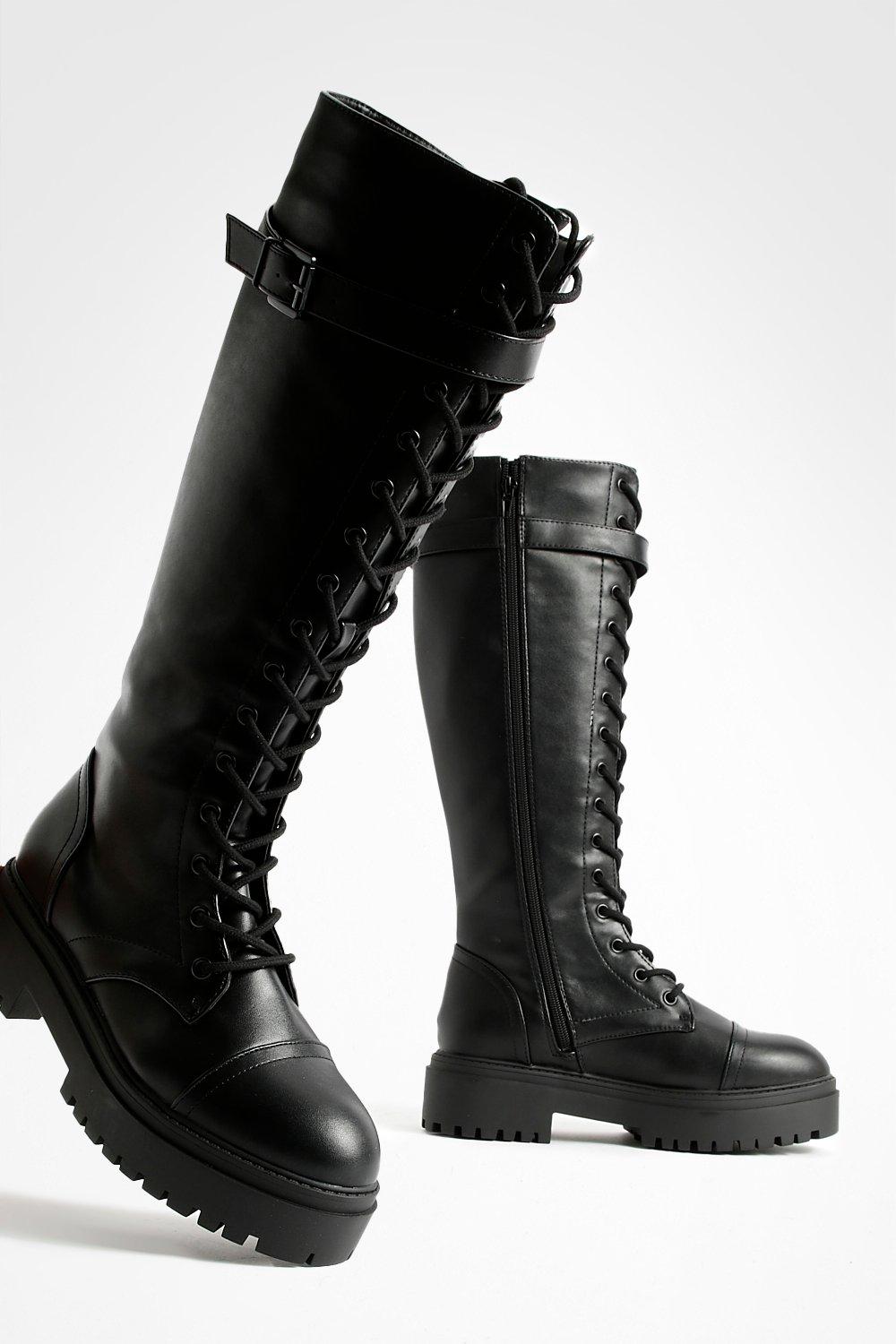 Combat over the hot sale knee boots