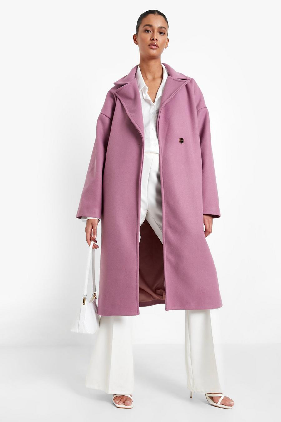 Lilac Boyfriend Wool Look Coat image number 1