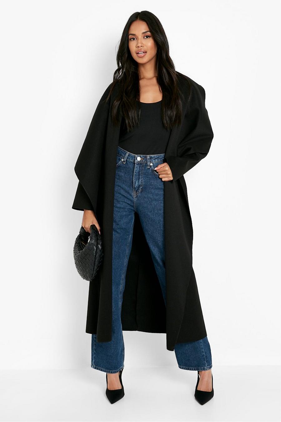 Black Bright Oversized Waterfall Coat image number 1