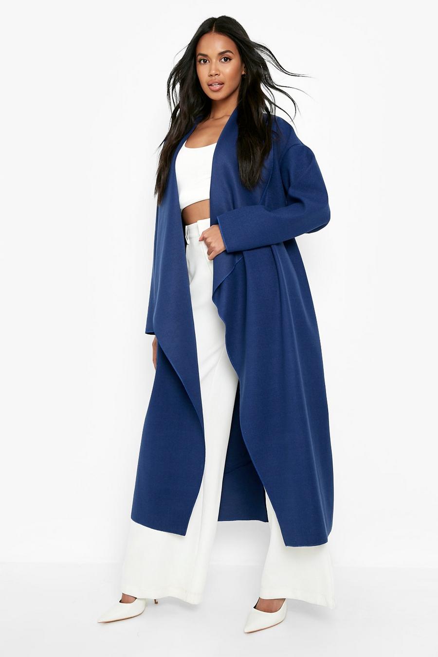 Oversize Mantel mit Wasserfallausschnitt, Cobalt blau