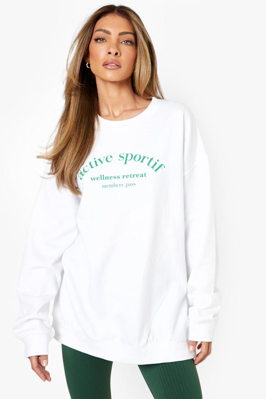 White Active Sportif Oversized Sweater image number 1