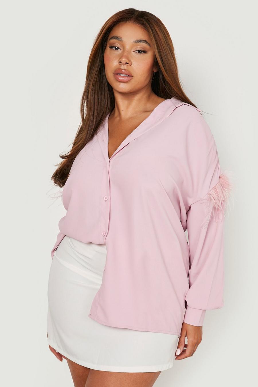 Pink Plus Feather Detail Shirt image number 1