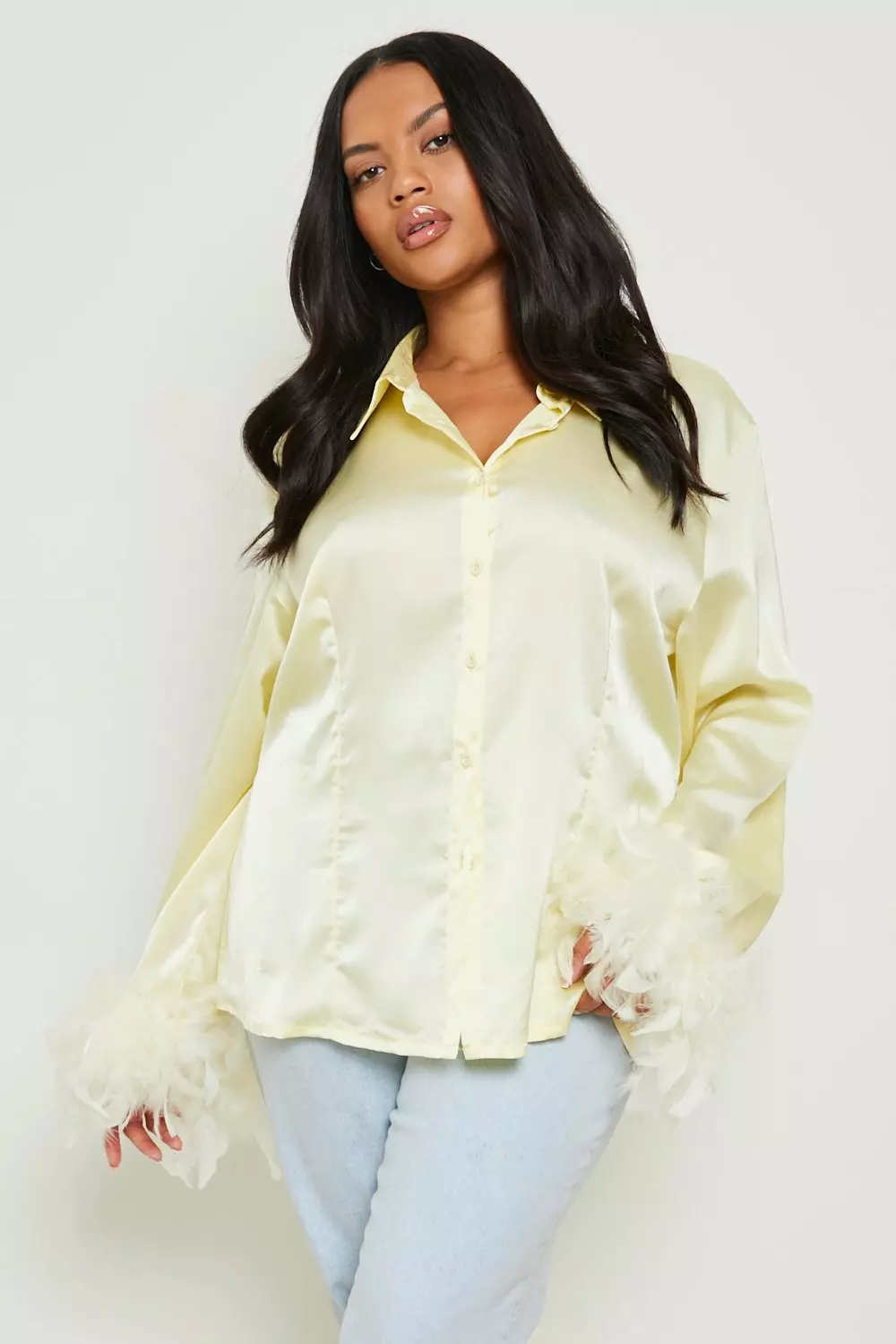 White satin best sale blouse plus size