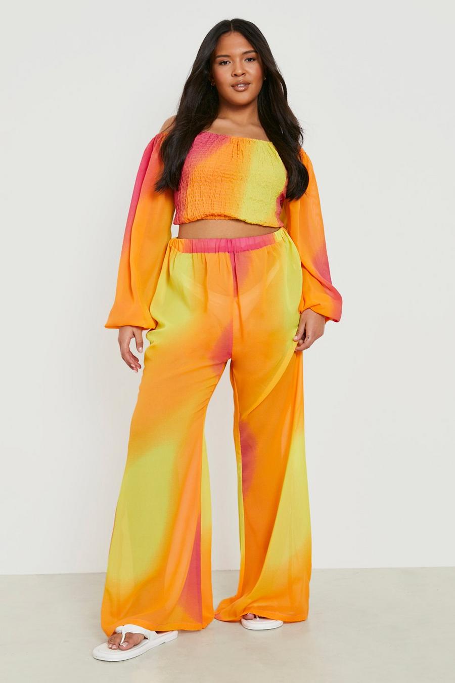 Orange Plus Ombre Print Beach Two-Piece image number 1