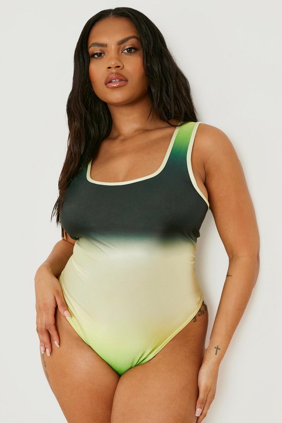 Green Plus Ombre Print Swimsuit image number 1