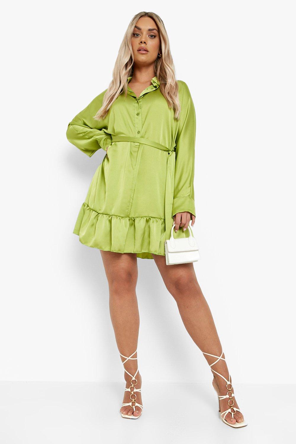 Ruffle hem hotsell shirt dress