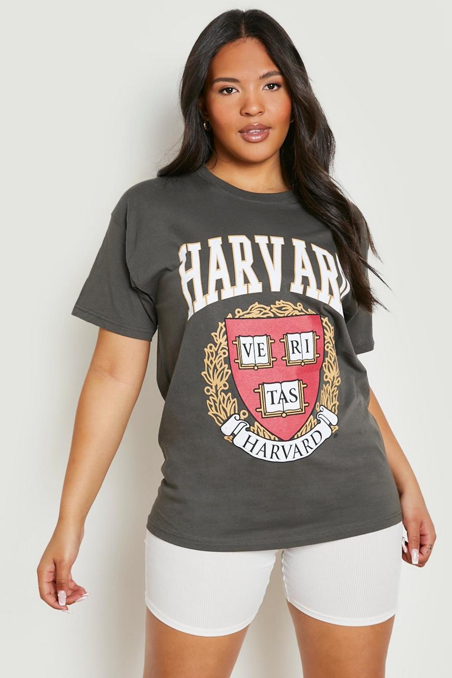 Grande taille - T-shirt à imprimé Harvard, Charcoal grey