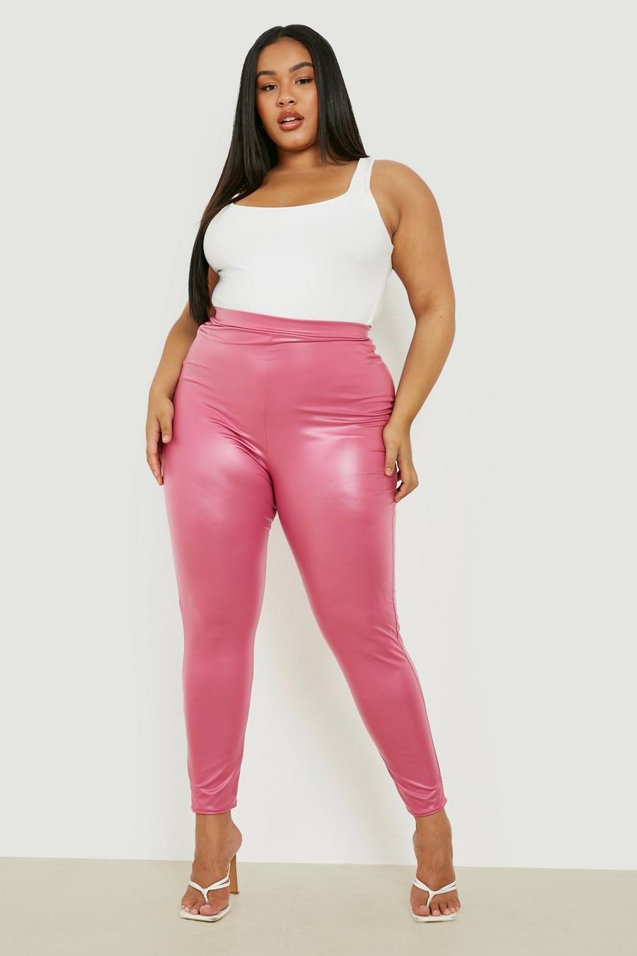 Hot pink Plus Color Pop Pu Leggings
