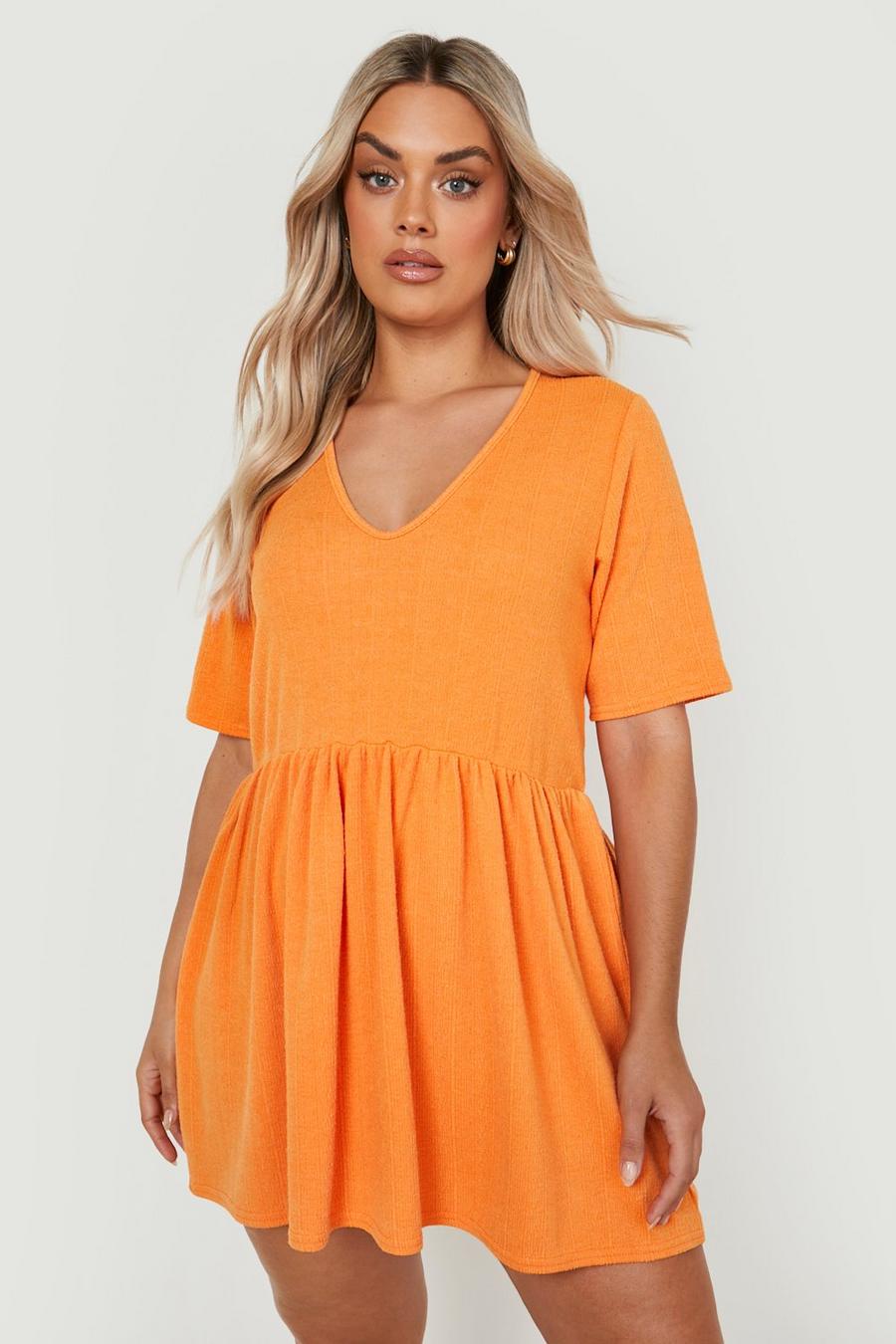 Orange Plus Linen Look Mini Skater Dress image number 1