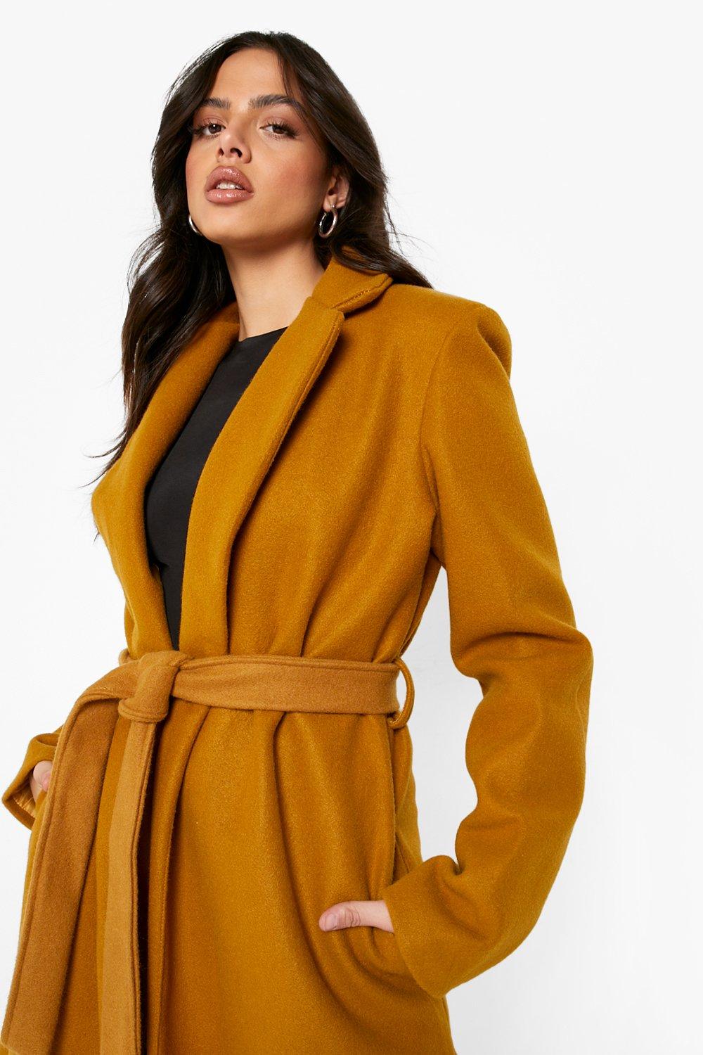 Boohoo mustard coat 2025