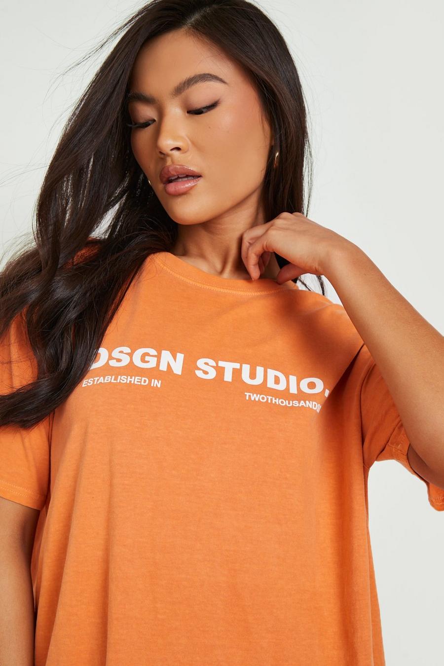 Orange Oversized Printed T-shirt  image number 1