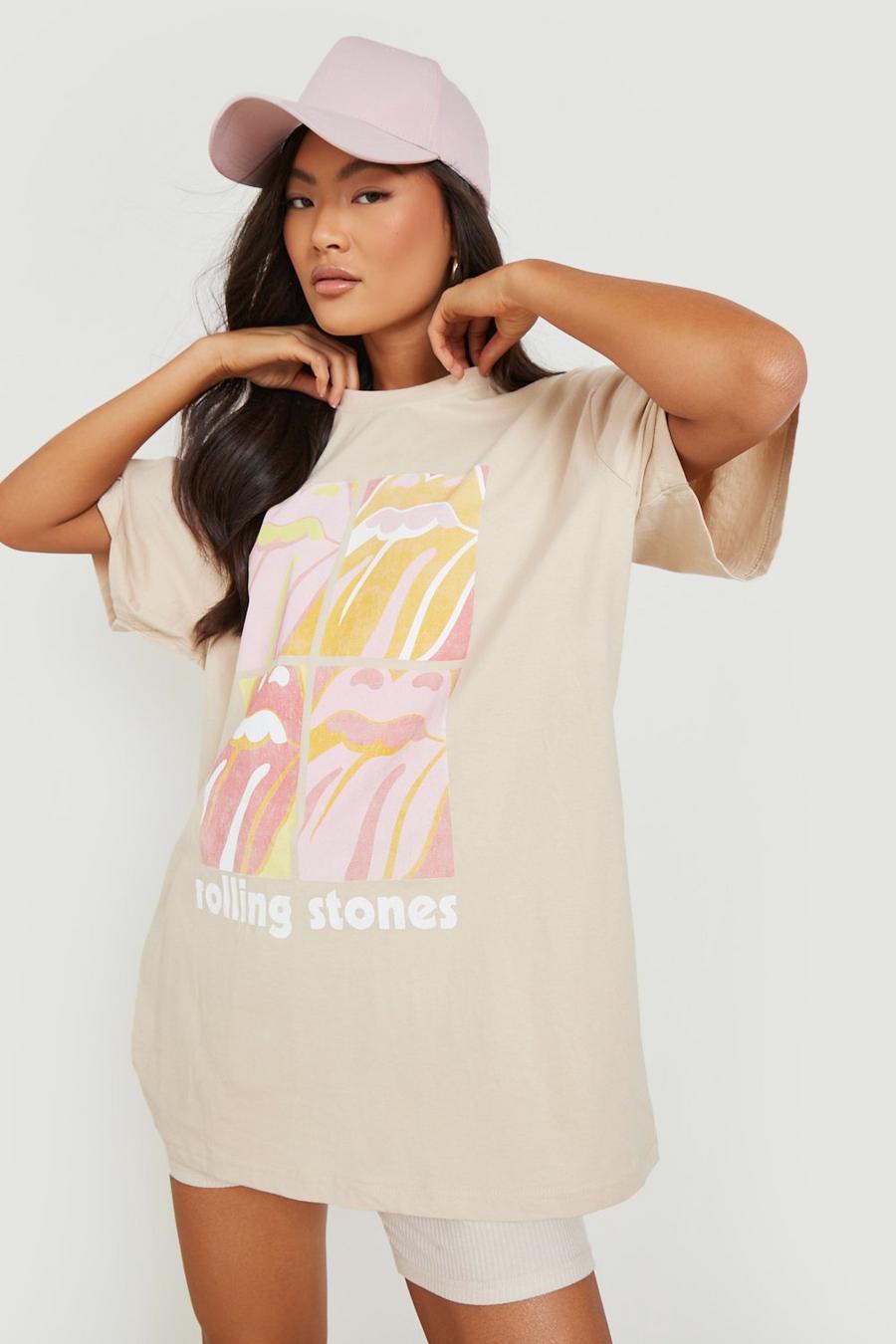 Sand Rolling Stones Oversized Band T-Shirt image number 1