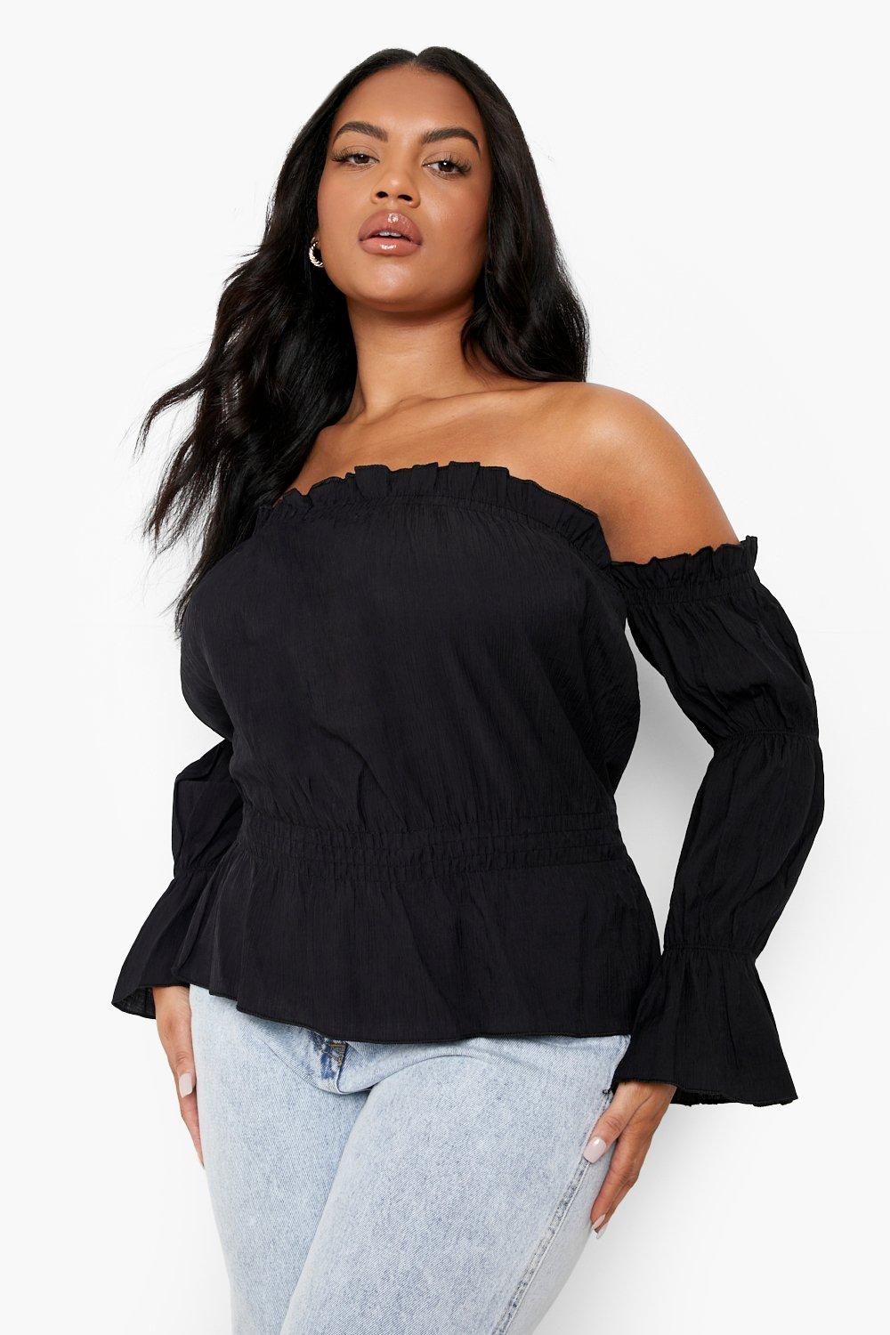 Plus Size Bardot Peplum Corset Top