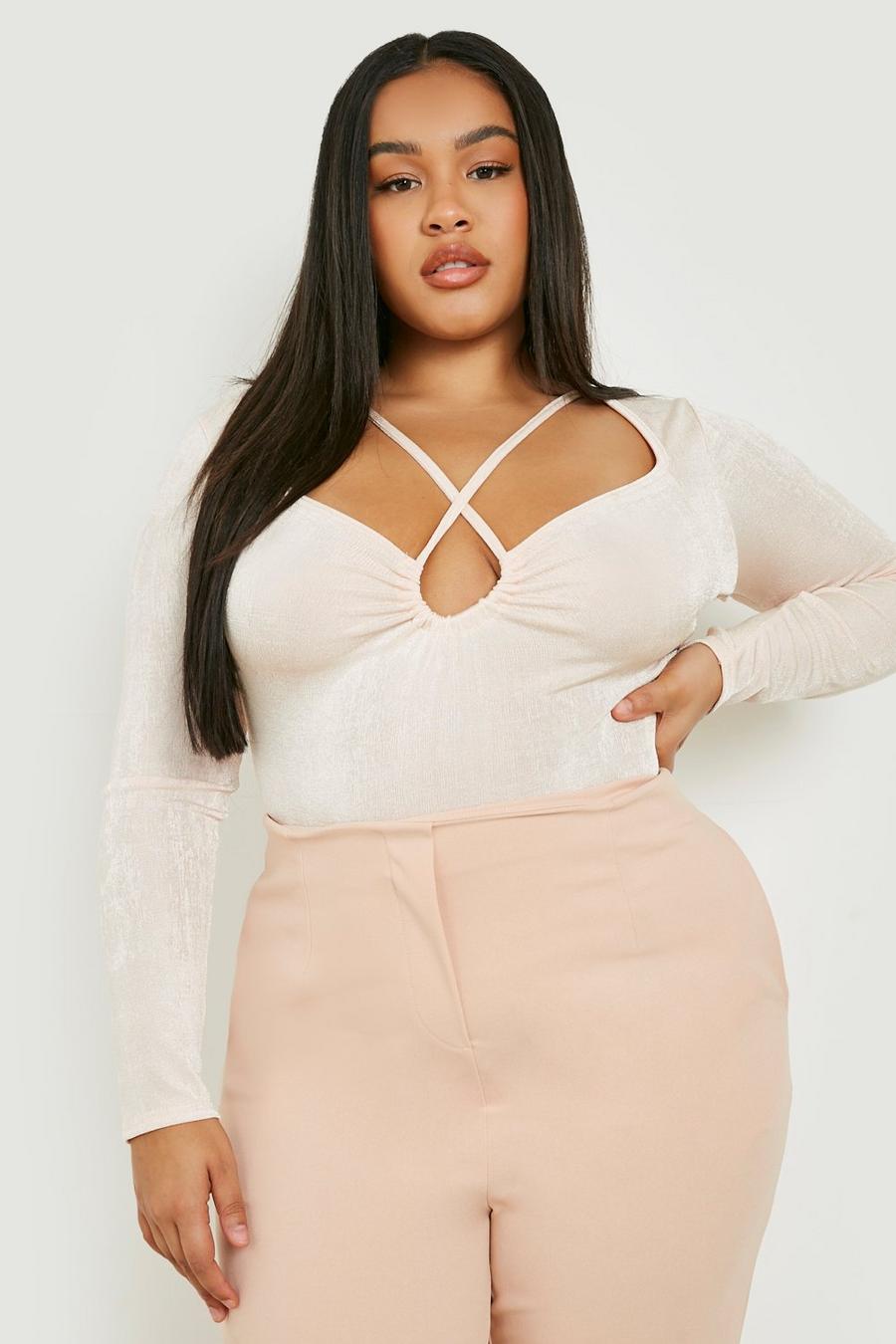 Blush Plus Acetate Slinky Cut Out Bodysuit image number 1