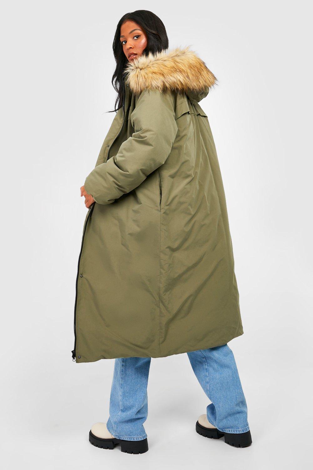 Parka Tall oversize con ribete de pelo sintetico