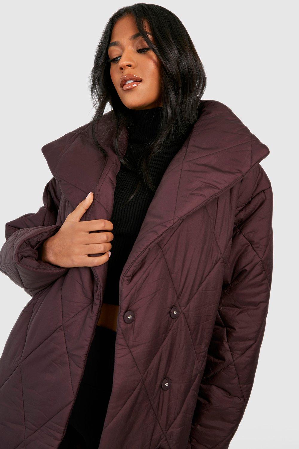 Diamond quilted oversized hot sale hooded parka