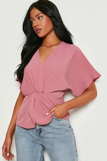 Tall Geweven Opgeknoopte Blouse pink