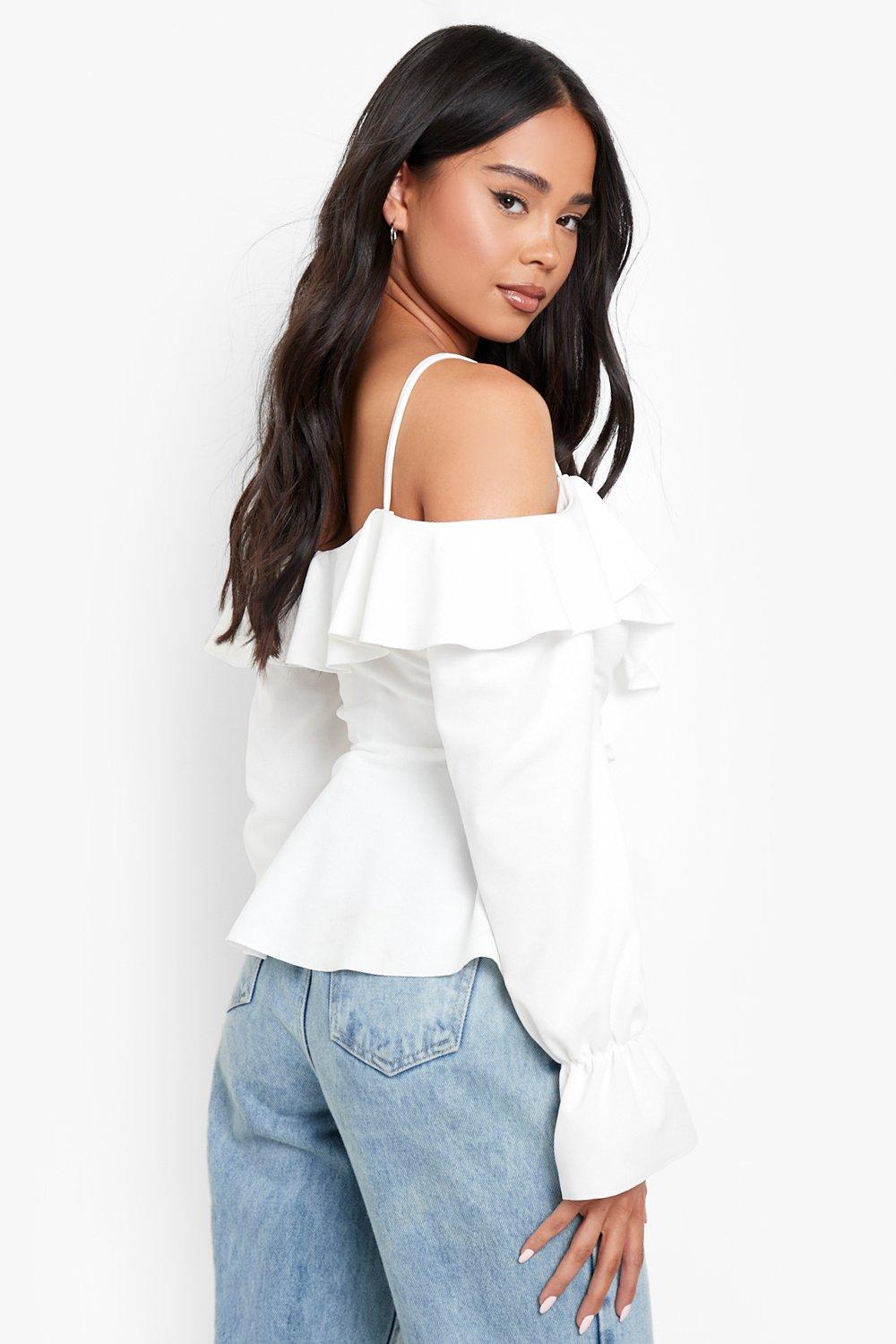 Cold shoulder cheap ruffle shirt