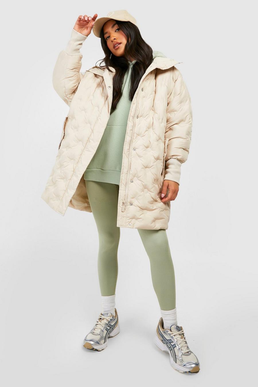 Stone beige Petite Circle Quilted Cocoon Puffer  image number 1