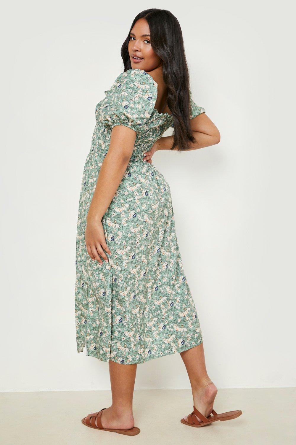 Boohoo green floral store dress