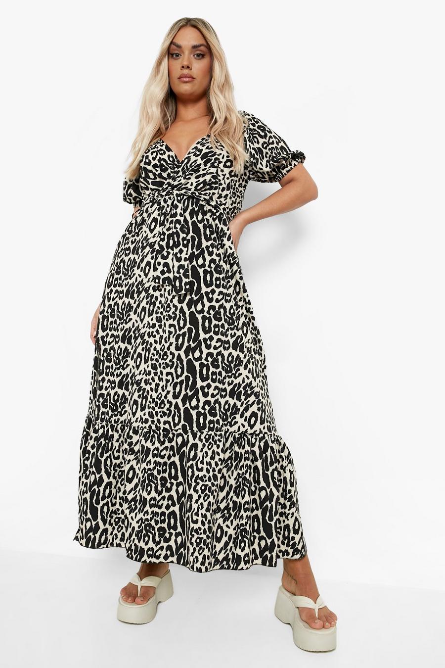 Plus Leopard Print Wrap Midaxi Dress