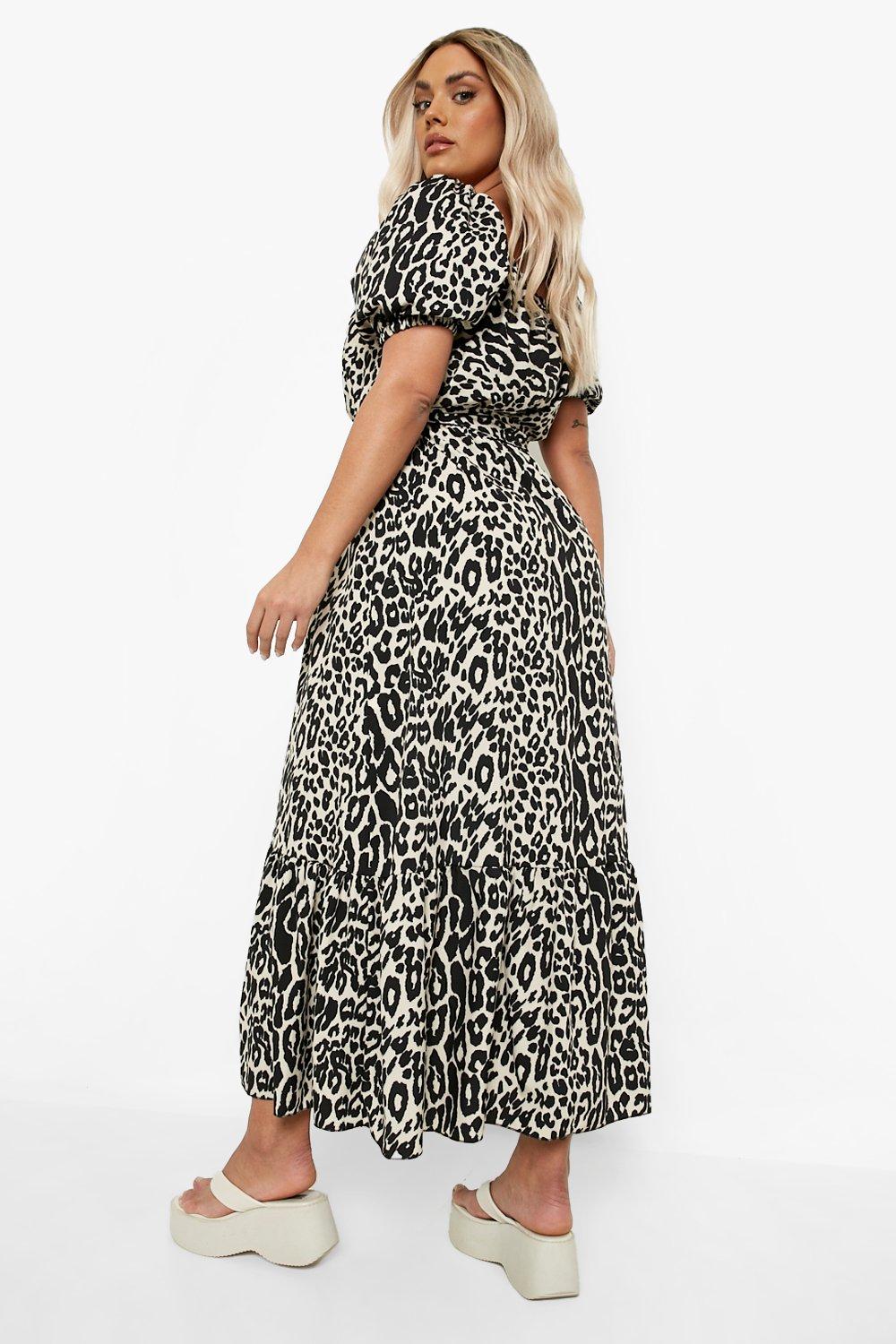 Boohoo curve leopard print dress best sale