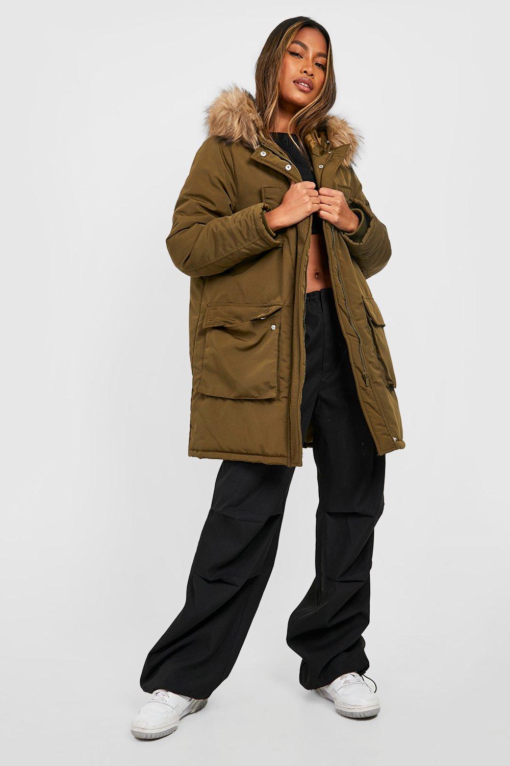 Fur trim parka discount coat