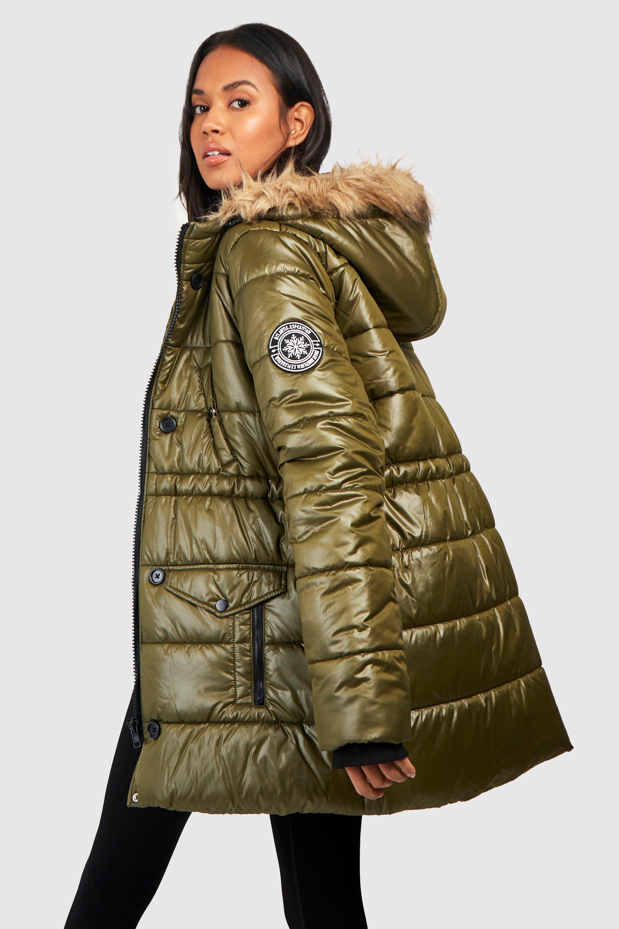 Faux fur trim cire puffer sale jacket