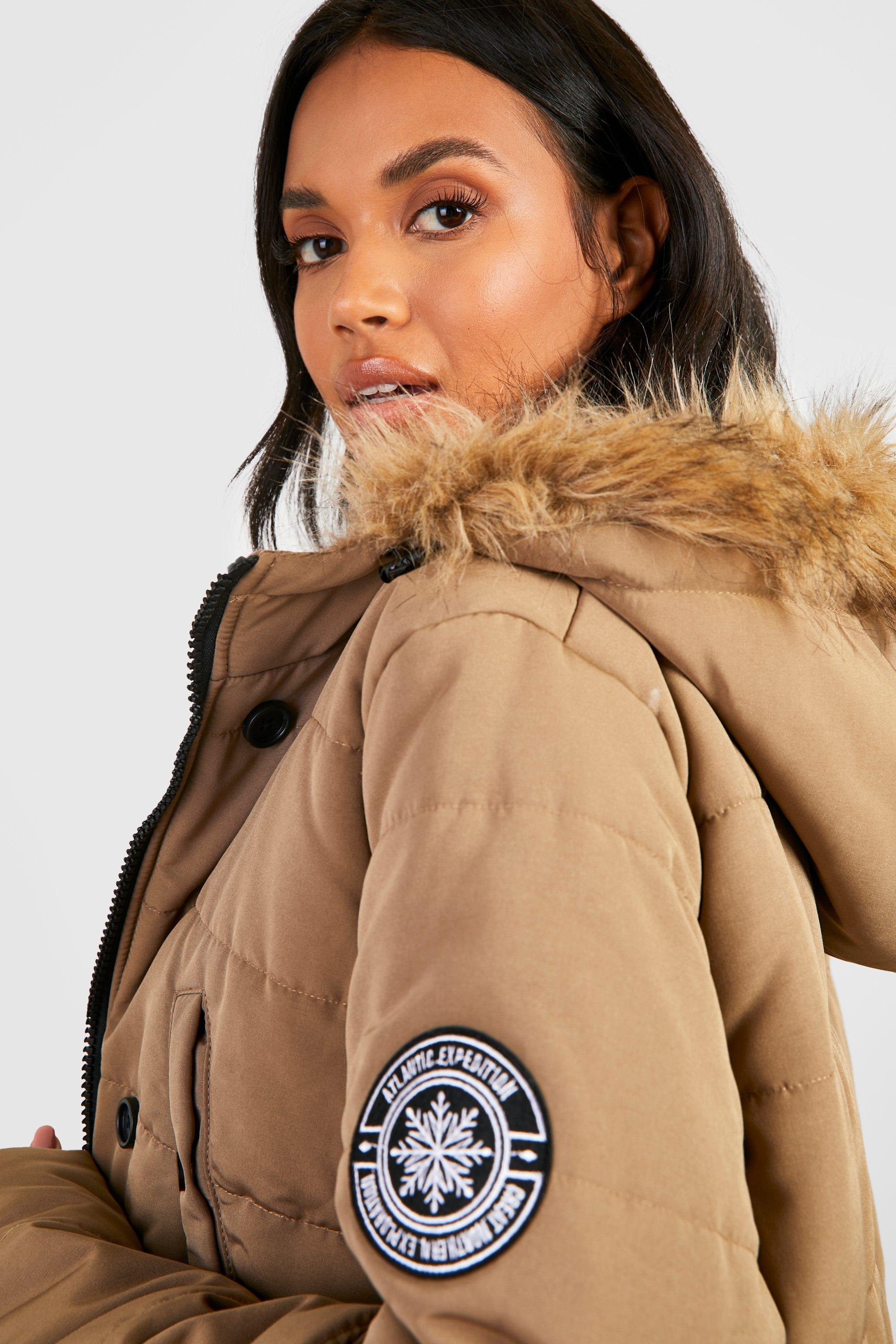 Brave soul whitehorse padded parka outlet with faux fur trim