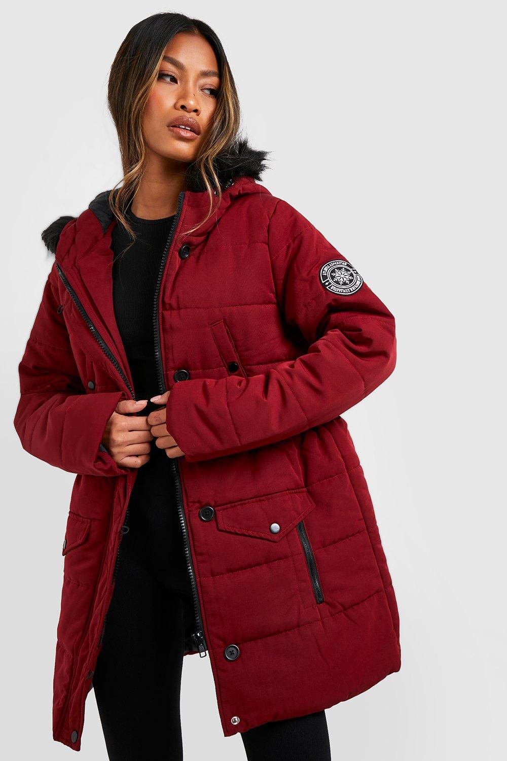 Burgundy 2025 parka coat